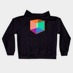 Color Cube Pattern on Orange Kids Hoodie